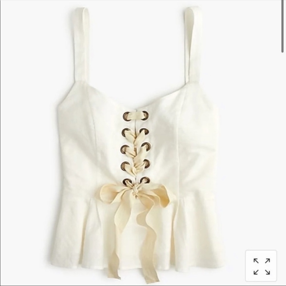 J Crew Point Sur Lace-Up Linen Tank Top 2X NWT